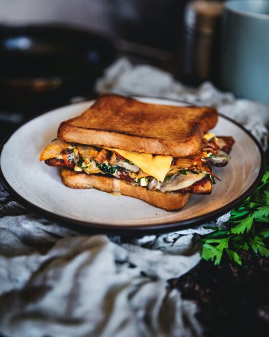 Grilled Chicken Mushroom Toast